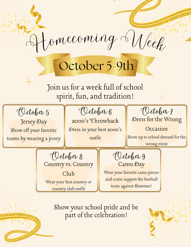 Poster for Homecoming Week October 5th-9th