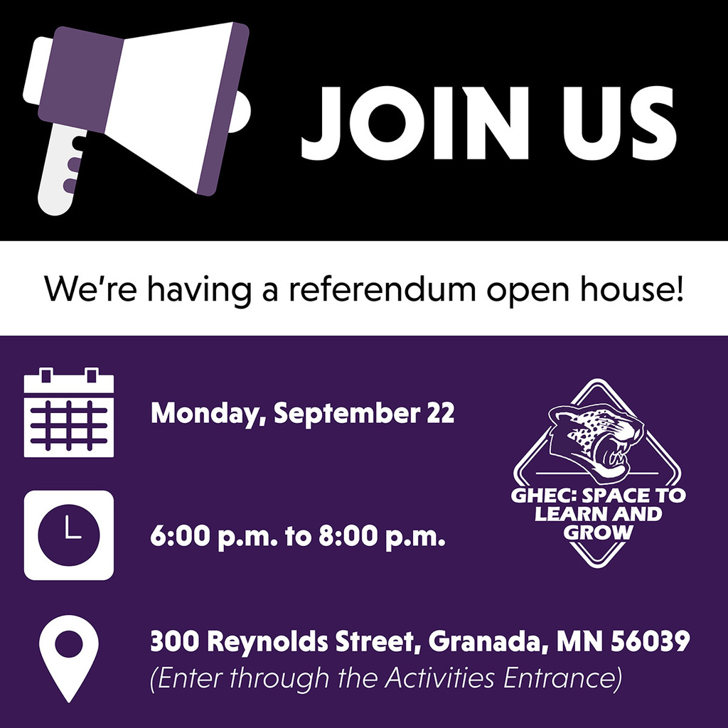 Join us on Monday, September 22, from 6:00 p.m. to 8:00 p.m. for a referendum open house! 