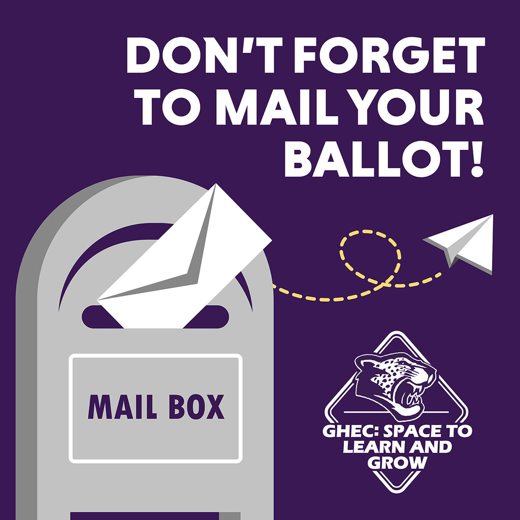 Planning to vote by mail? Don’t wait! Ballots must arrive at the GHEC District Office by 8:00 p.m. on Election Day (Tuesday, November 4) to be counted.