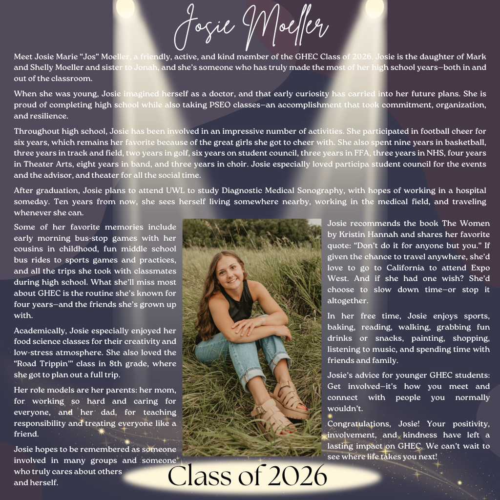 Josie Moeller ~ GHEC Class of 2026 Senior Spotlight