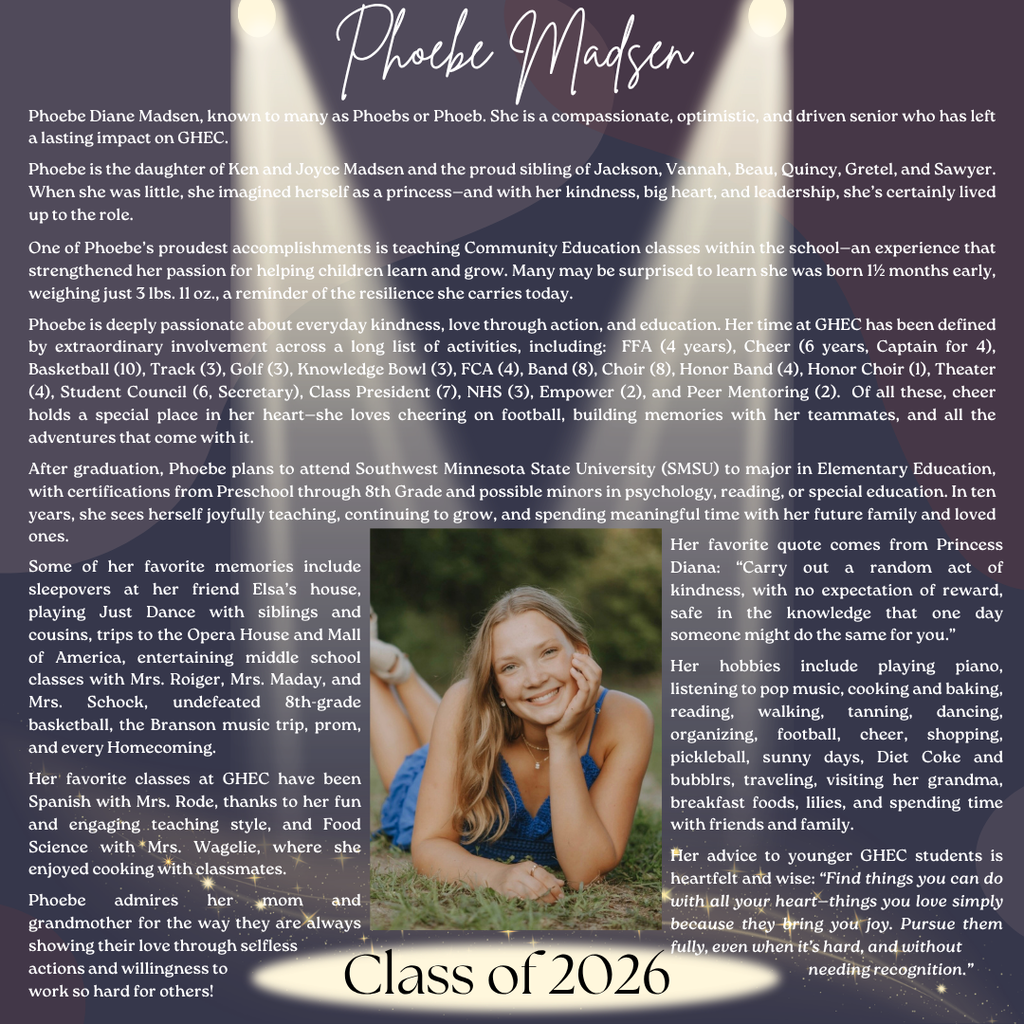 Phoebe Madsen ~ GHEC Class of 2026 Senior Spotlight
