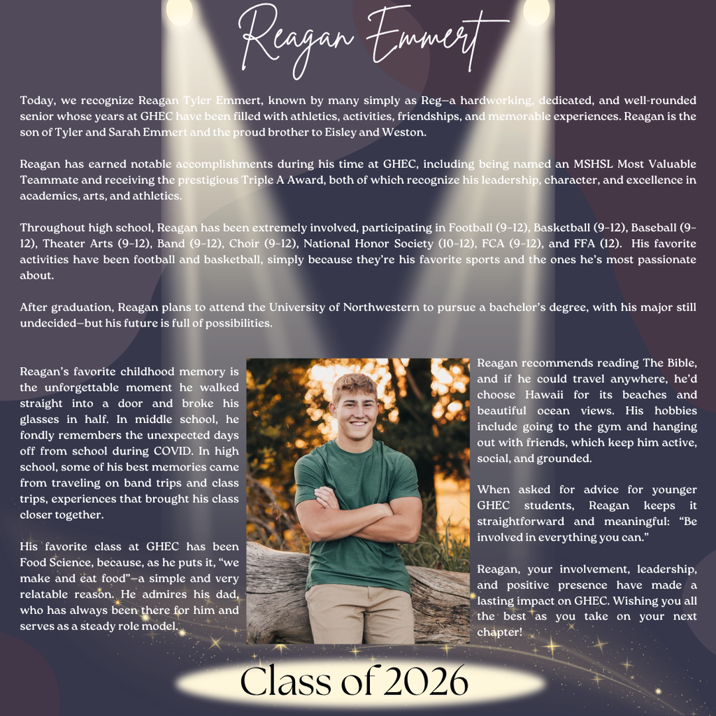 Reagan Emmert ~ GHEC Class of 2026 Senior Spotlight
