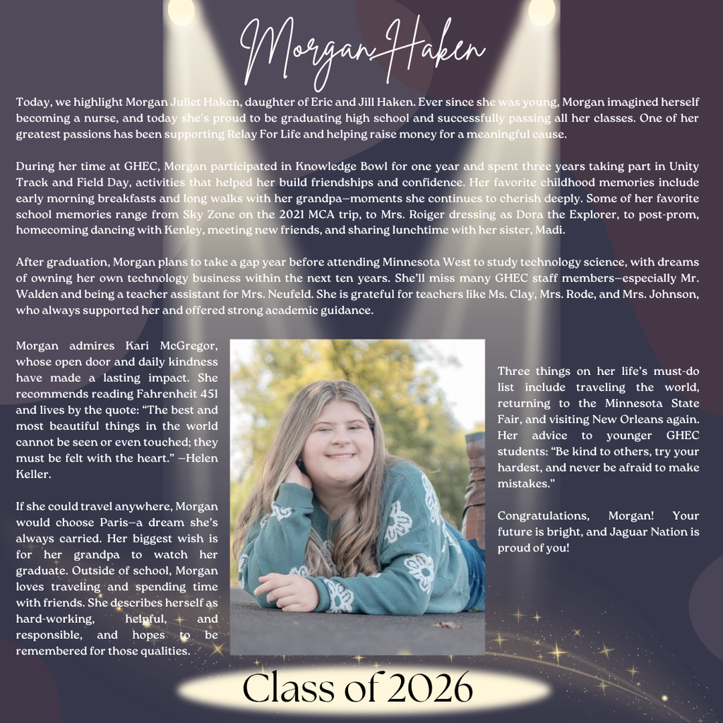 Morgan Haken ~ GHEC Class of 2026 Senior Spotlight