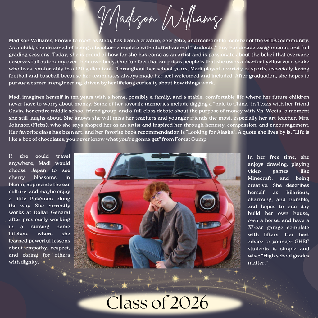 Madison Williams ~ GHEC Class of 2026 Senior Spotlight