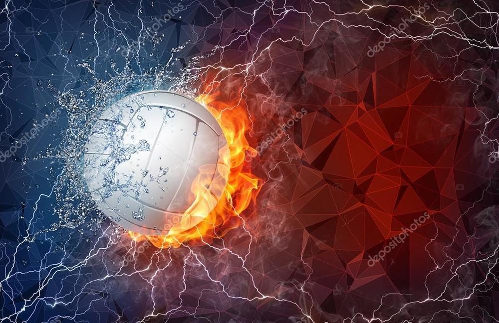 volleyball with fire and water