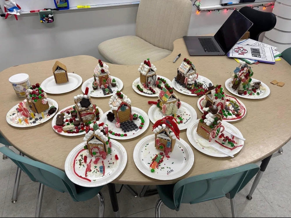 Granada School Elementary activities: Mrs. Shaylene Grasmick’s 2nd grade students were busy making gingerbread houses.  Great job 2nd grade!