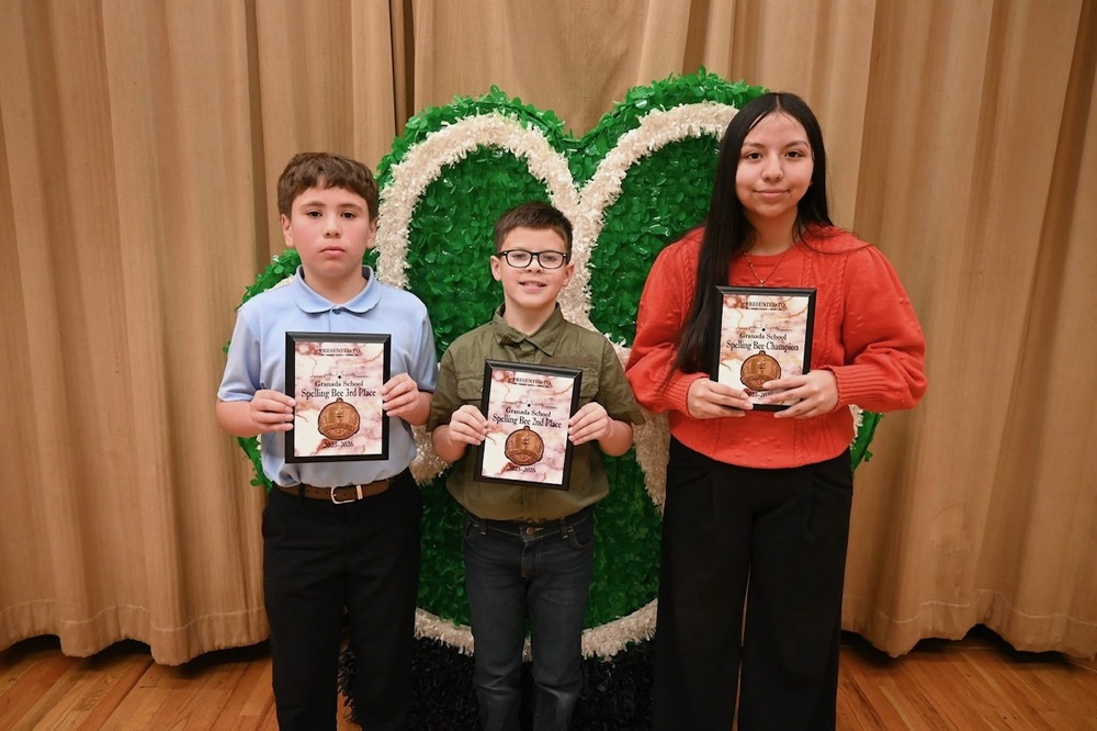 Congratulations to all of our Granada students who participated in the Annual School Spelling Bee! We are so proud of every student who stepped up, showed confidence, and gave their best effort. Your hard work and dedication truly shined!       A special congratulations to our top finishers:          1st Place & Reigning Champion: Elizabeth Sanchez     2nd Place: Kielan McCracken     3rd Place: Axel Dagio Villalobos      A big thank you to Mrs. Dorenkamp for organizing this event and helping our students succeed!     Way to represent Granada with determination and excellence!       Photos by Mady Grasmick and Mrs. Kemp