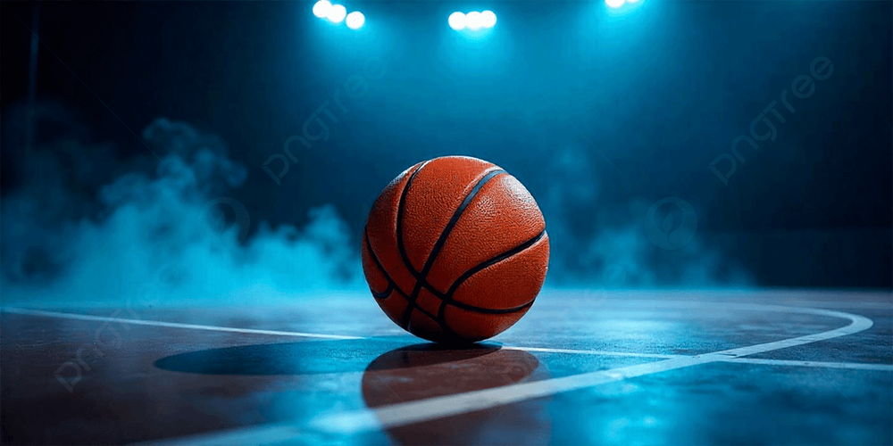 basketball in blue smoke