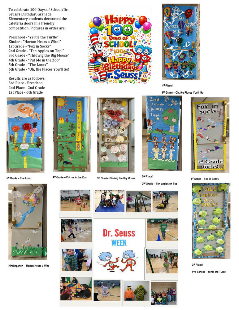 Dr Seuss day and 100th day of school