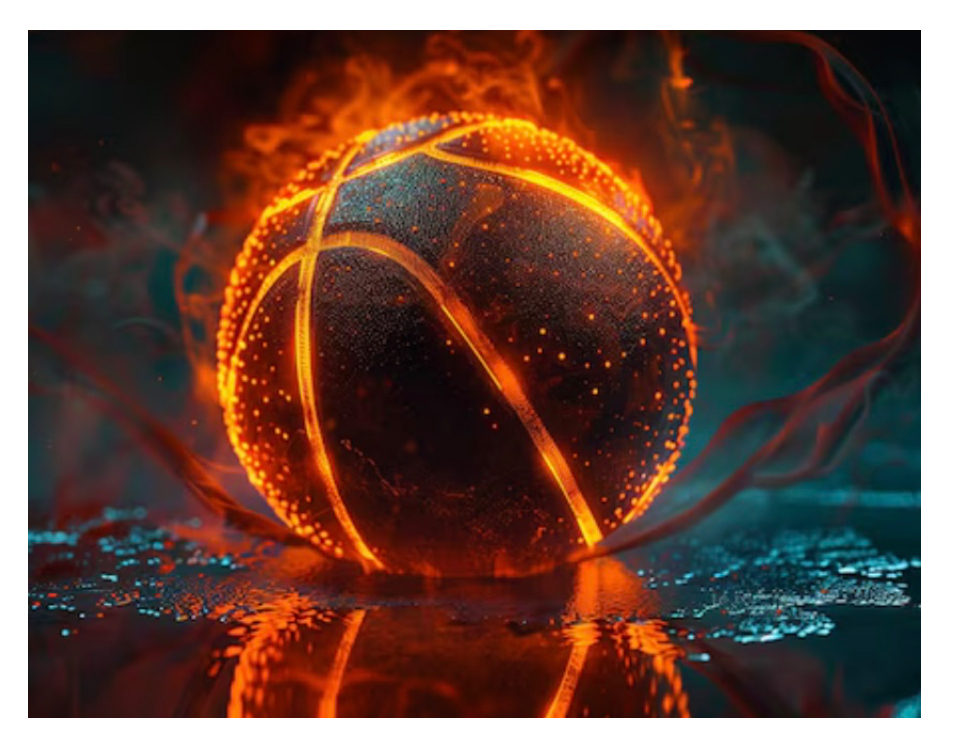 basketball on fire
