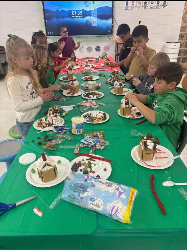 Granada School Elementary activities: Mrs. Shaylene Grasmick’s 2nd grade students were busy making gingerbread houses. Great job 2nd grade!