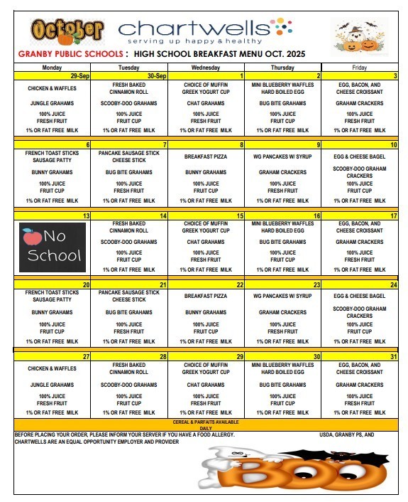 GJSHS Breakfast Menu