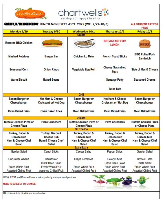 GJSHS Lunch Menu