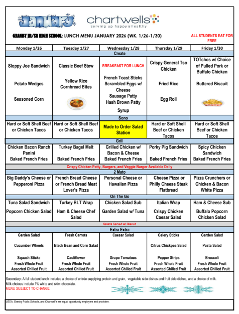 GJSHS Lunch Menu Jan wk4