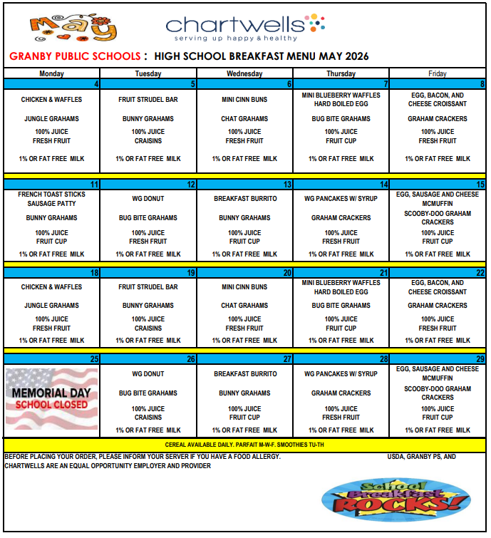 GJSHS Breakfast Menu May