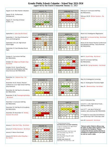 2025-2026 School Calendar
