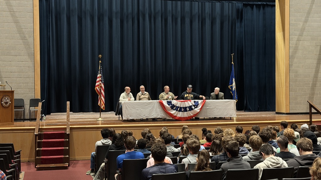 Panel photo of veterans speaking to students 