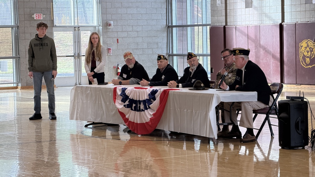 Panel photo of veterans speaking to students 