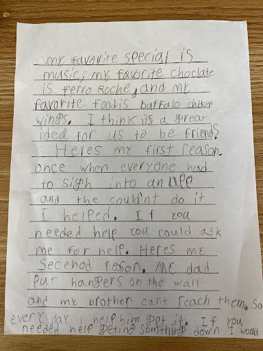 Letters to new classmate