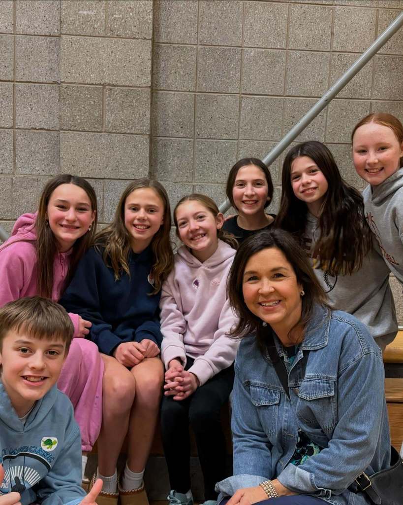 Students with Superintendent Burke