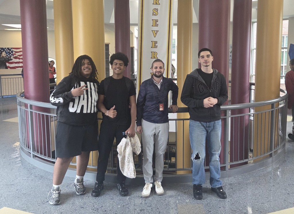 The Dean of Students with students at GMHS