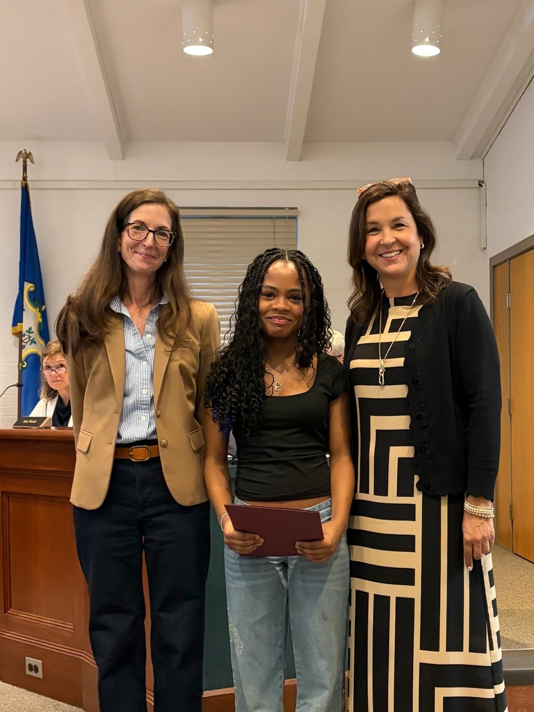 Student with Superintendent Burke and the BOE Vice Chair 