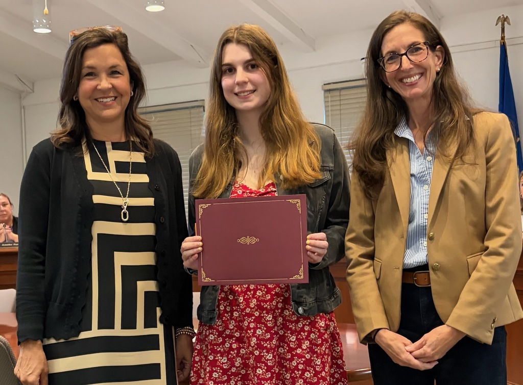 Student with Superintendent Burke and the BOE Vice Chair 