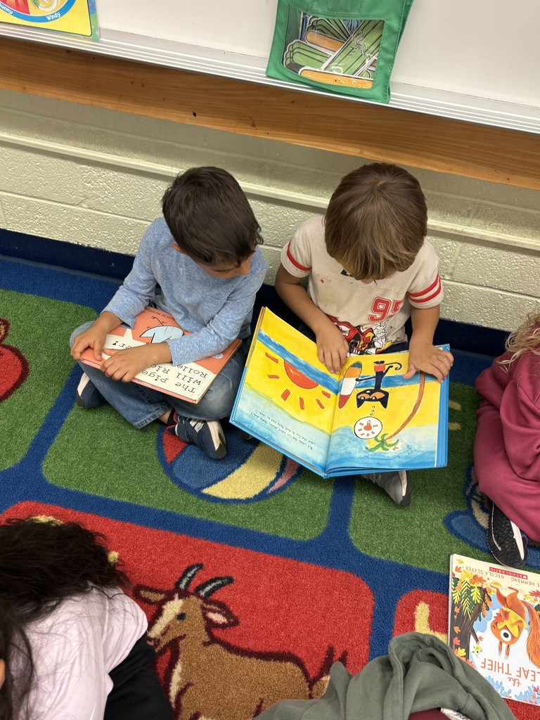 Two boys budding reading.