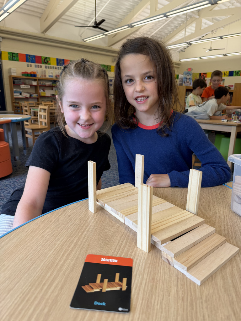 Students building with blocks.