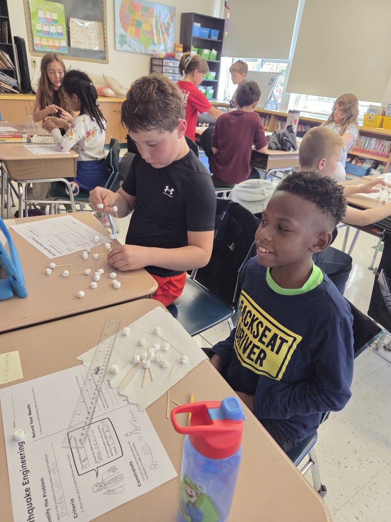 This week students in Ms. DiNuzzo Class, Students explored earthquakes and the hazards they cause to buildings. We pretended to be Earthquake Engineers, where we designed, built, and tested earthquake resistant model buildings using marshmallows.