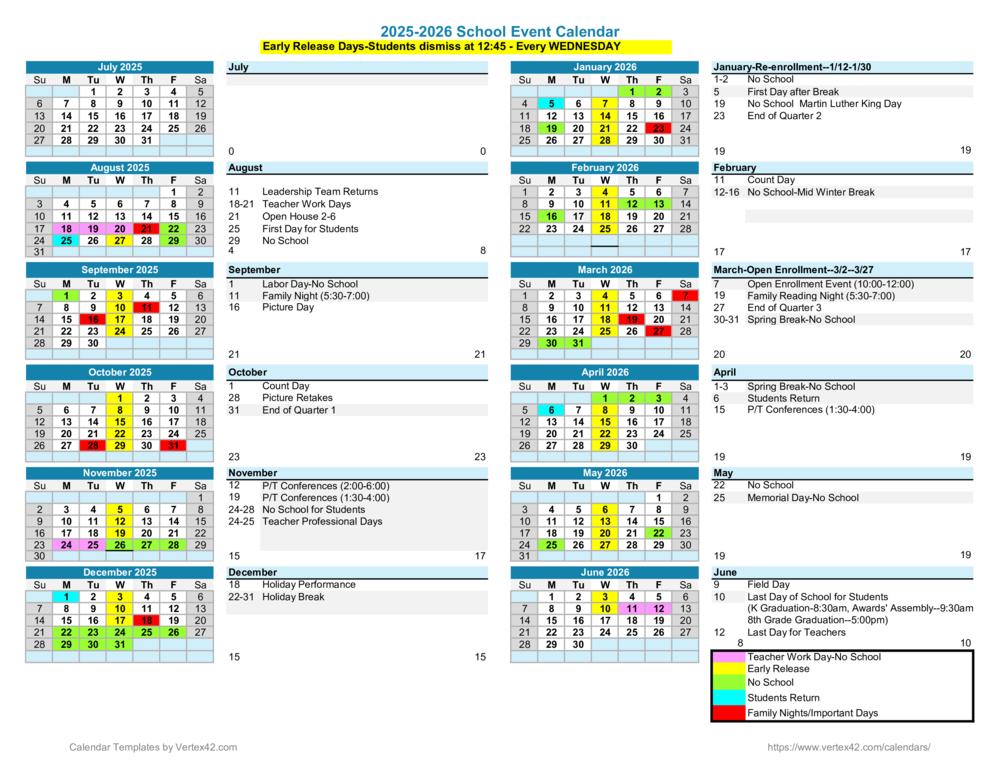 GBA 2025-2026 School Calendar