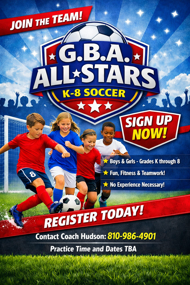 Flyer announcing sign up for Soccer.