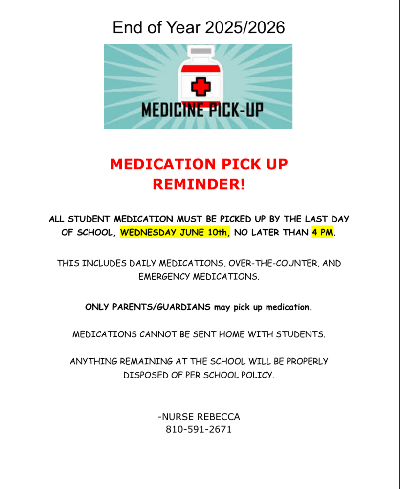 White flyer with red and black font.