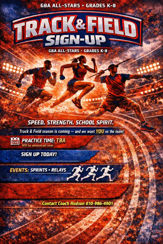 Flyer announcing sign up for Track and Field