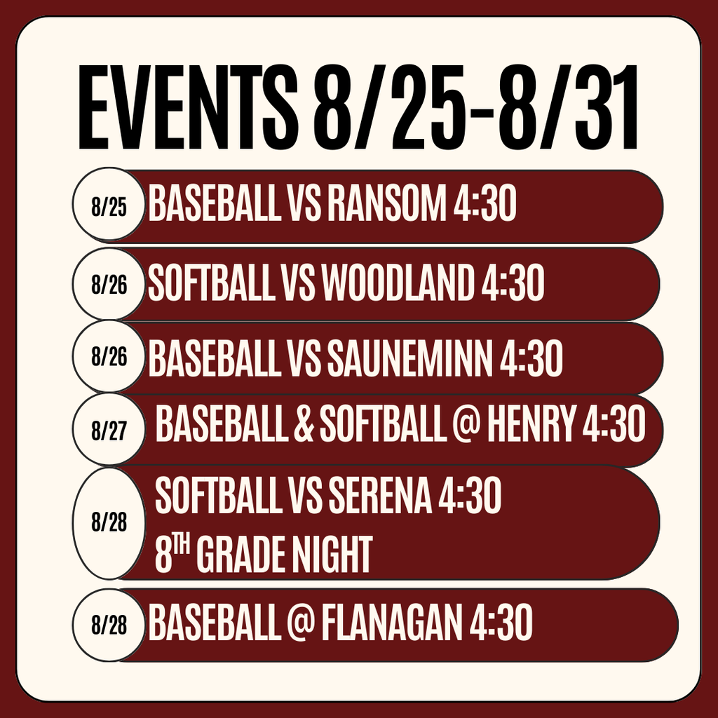 events 8.25-8.31
