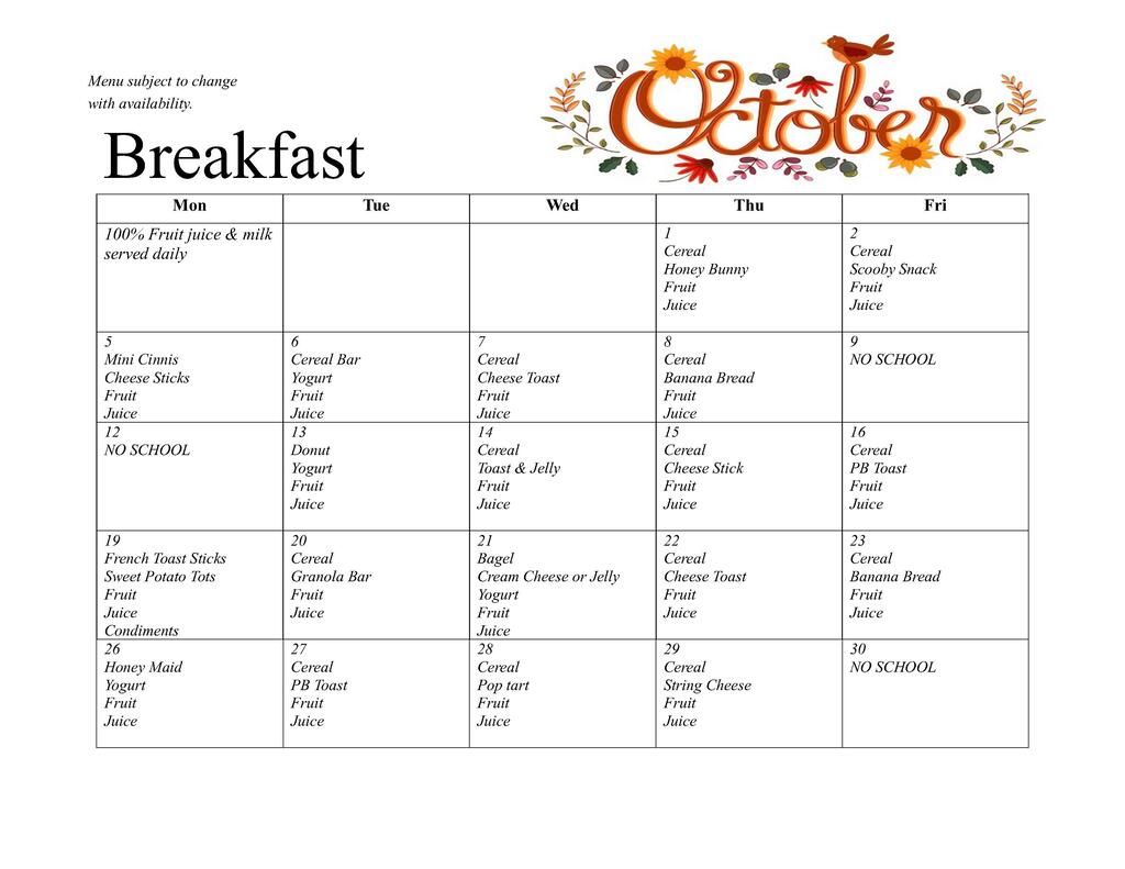 october breakfast