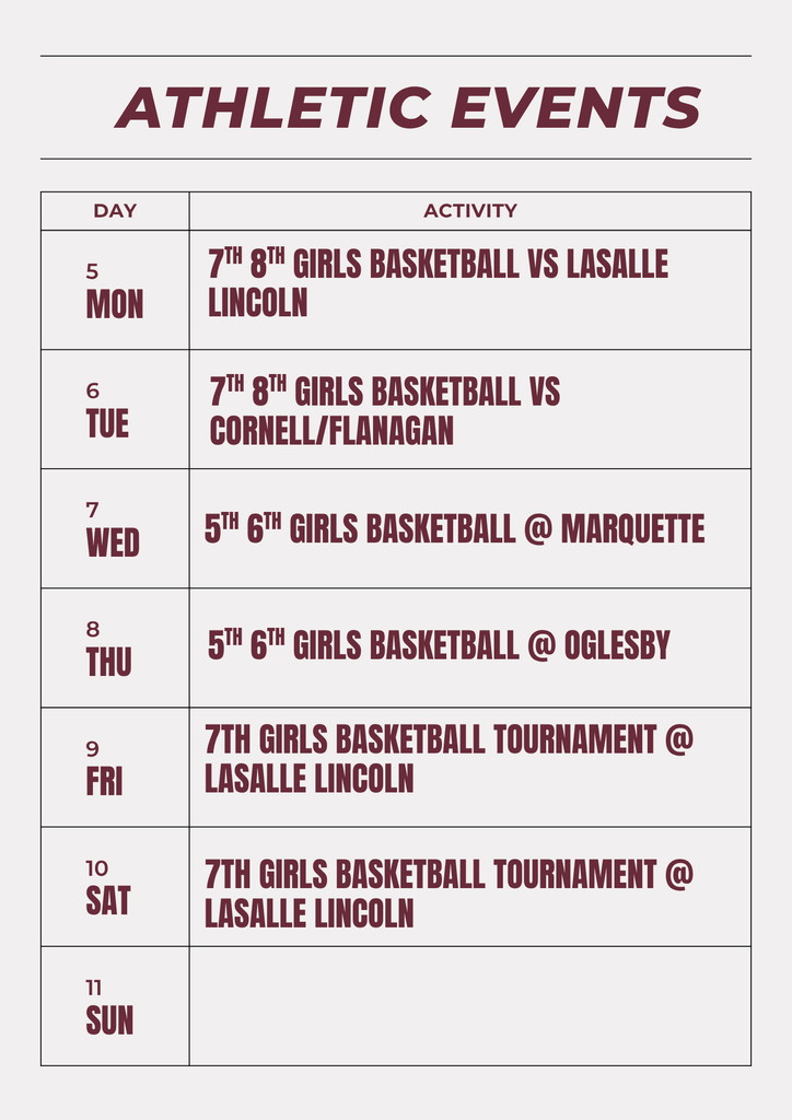 events for week of 10.5