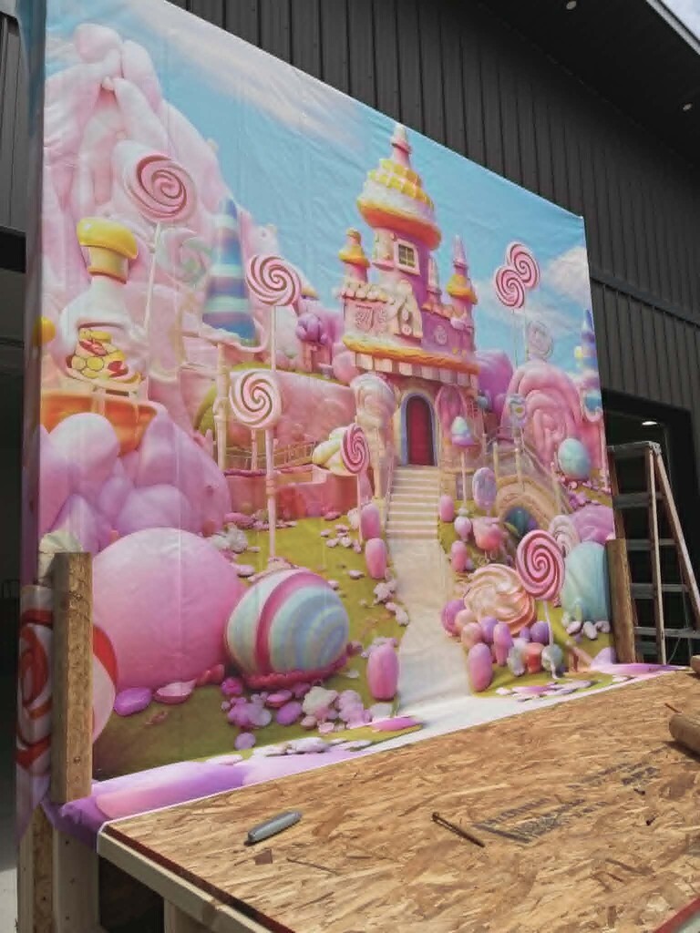 candy kingdon backdrop for parade float