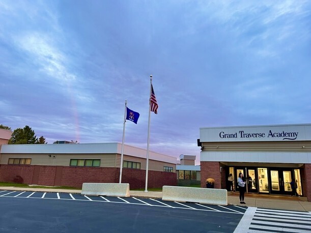 rainbow over school building