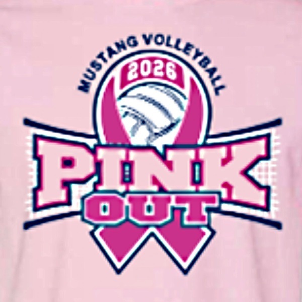pink t-shirt with volleyball logo