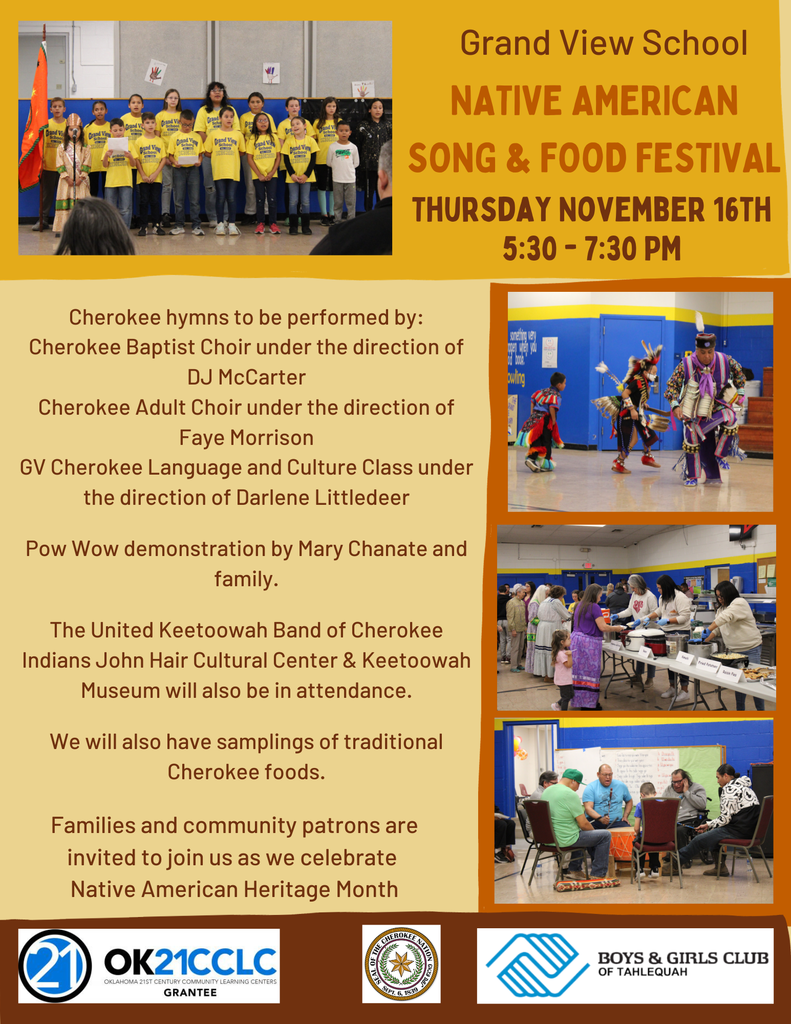 Poster for Native American Song and Food Festival.