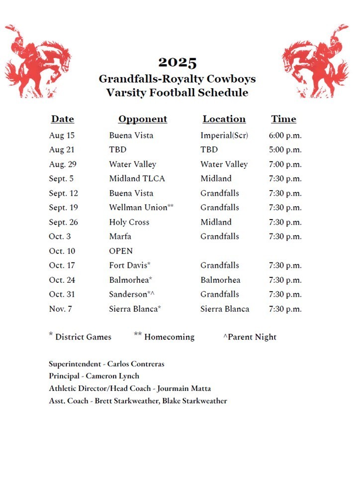 2025 GR High School Football Schedule