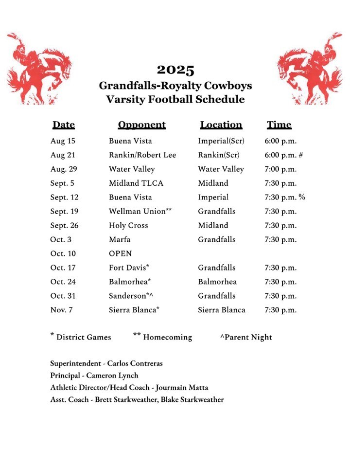 2025 GR High School Football Schedule