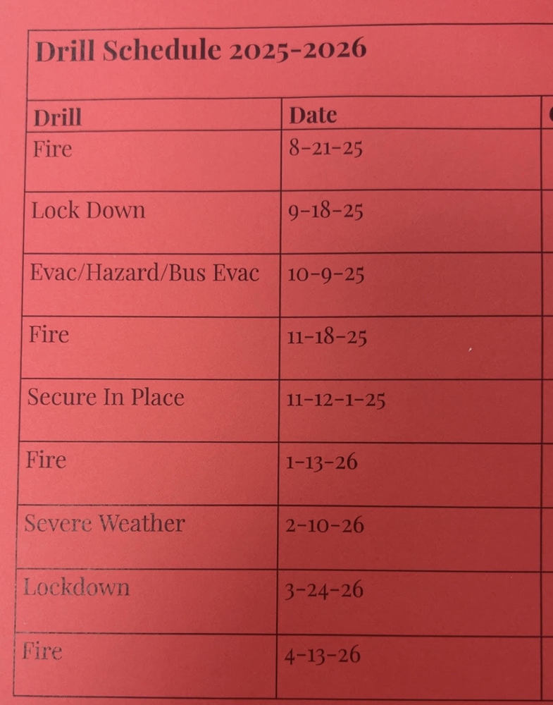 25-26 Drill Schedule