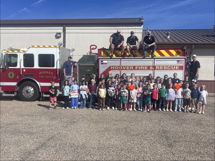 Students in front of fire truck 