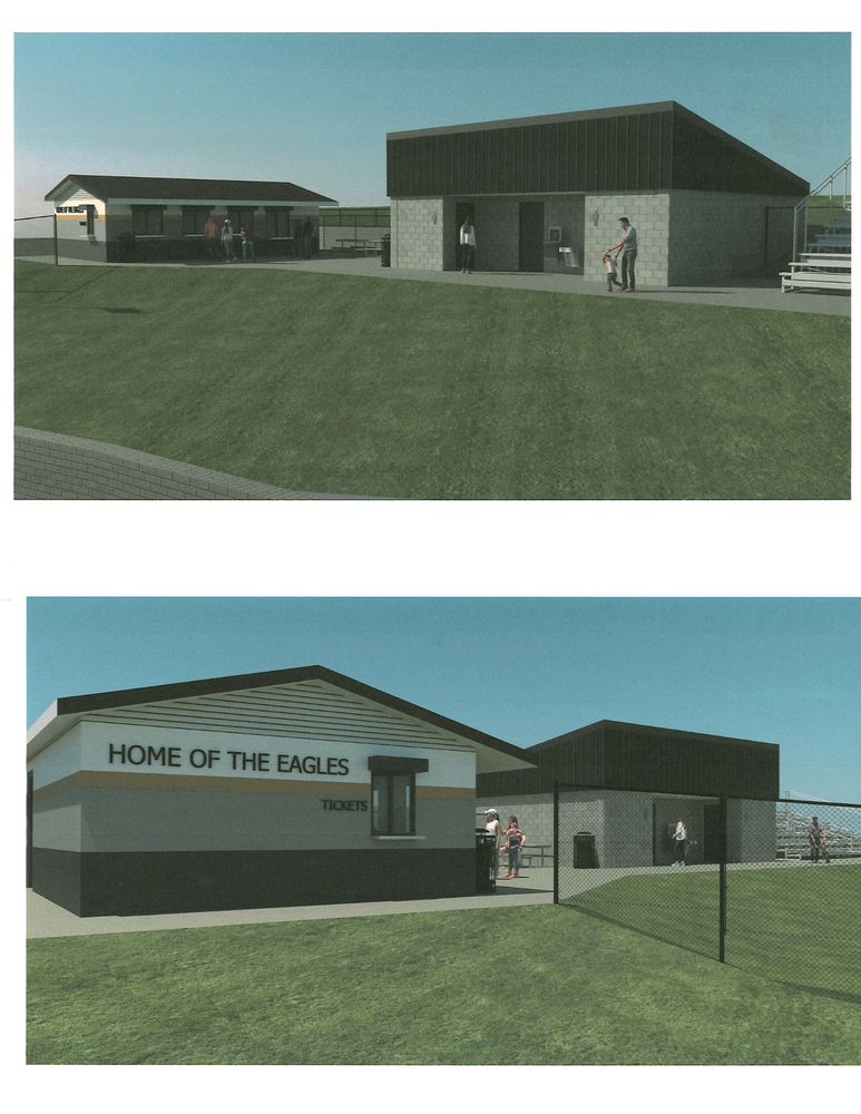 Color photo of new restroom and concession remodel
