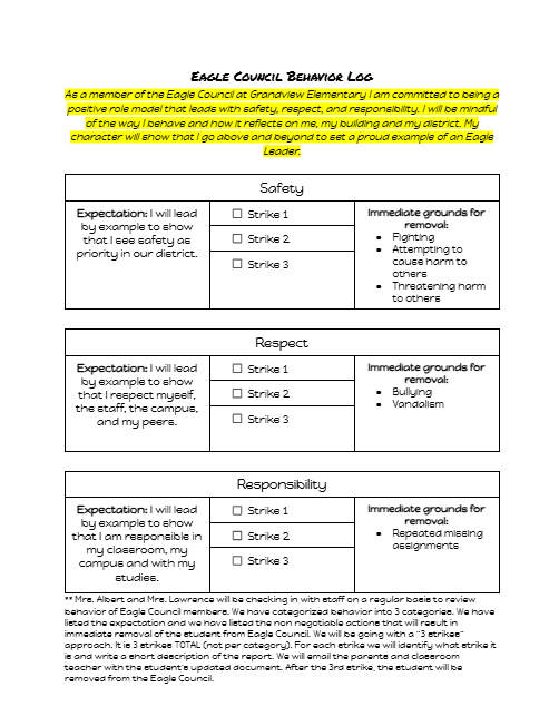 Eagle Council Forms