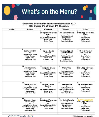 October Breakfast Menu