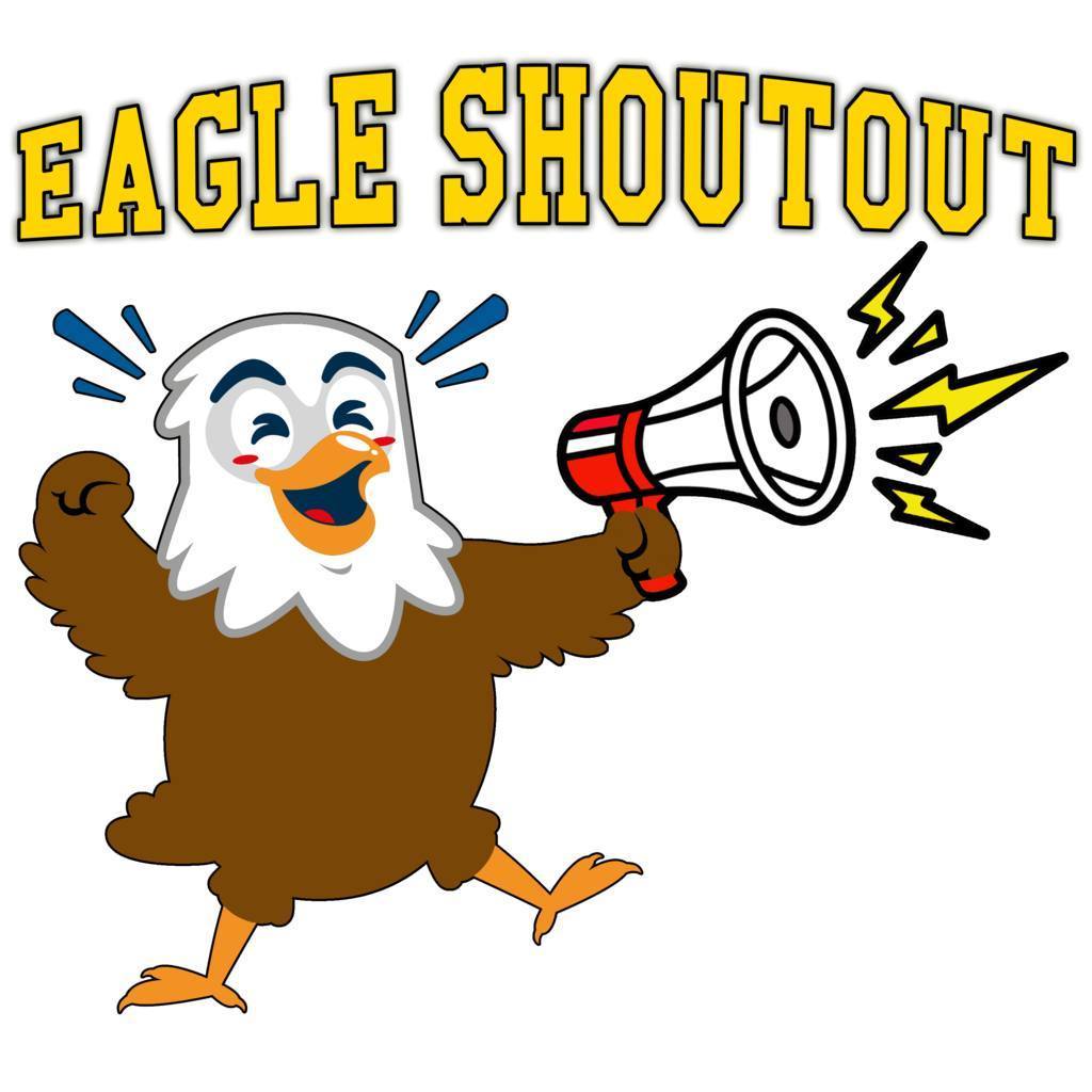 Eagle with megaphne and the words Eagle Shoutout