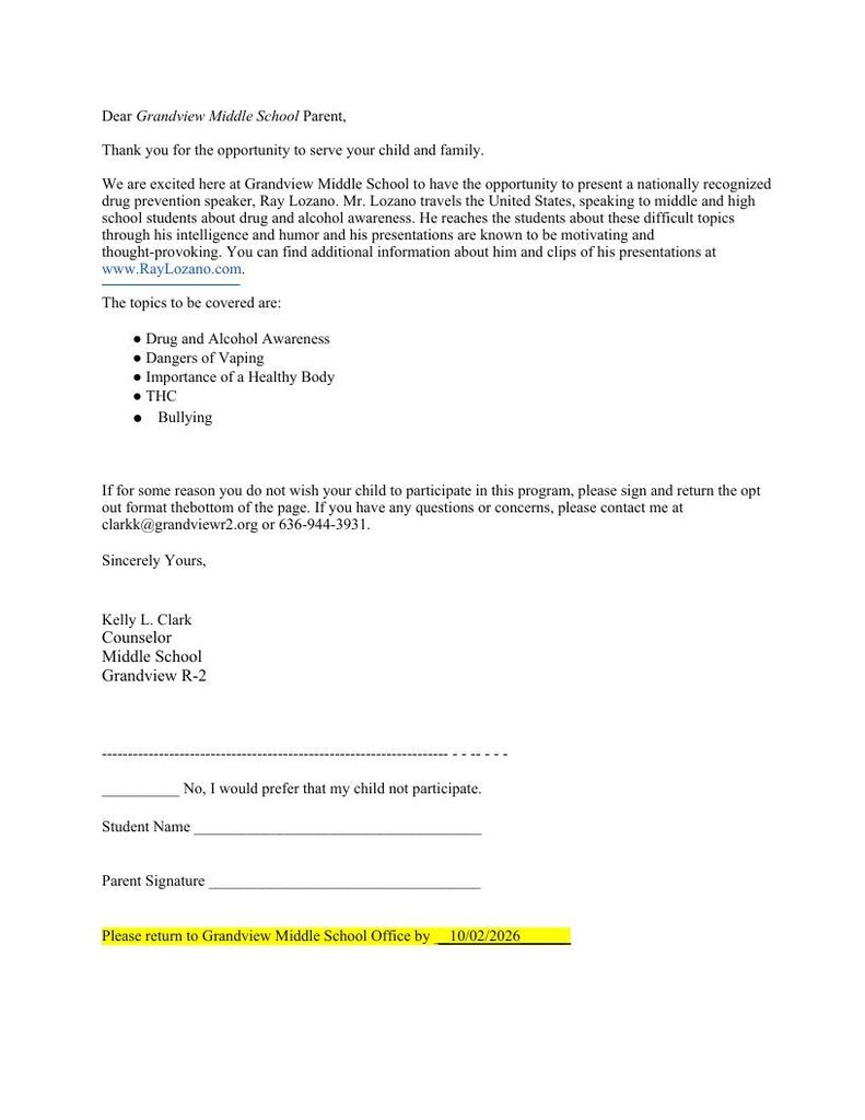 Opt Out Letter
